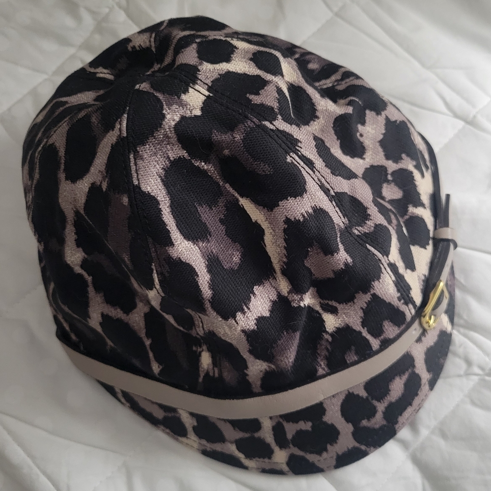 Coach Ocelot Leopard Print Hat with Buckle